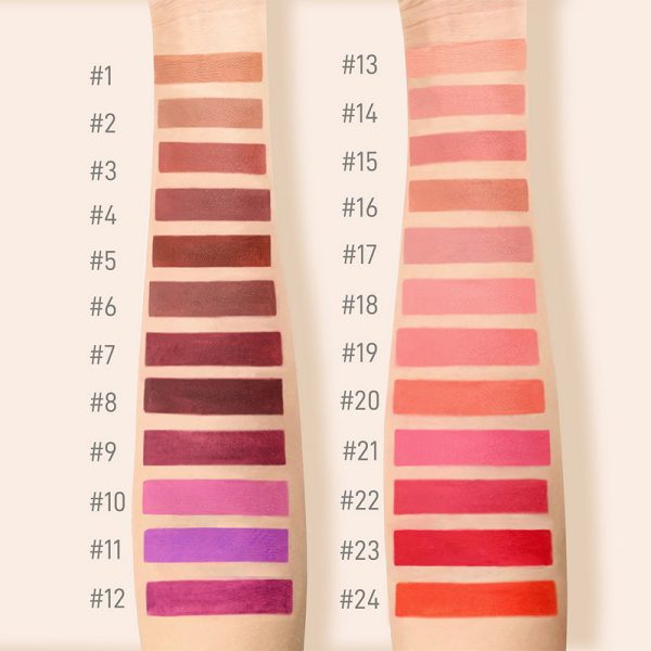 Matte-lipstick-Square-tube swatches