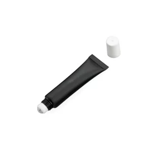 Sleek black rollerball tube with a white cap, ideal for private label eye serums, lip treatments, or targeted skincare.